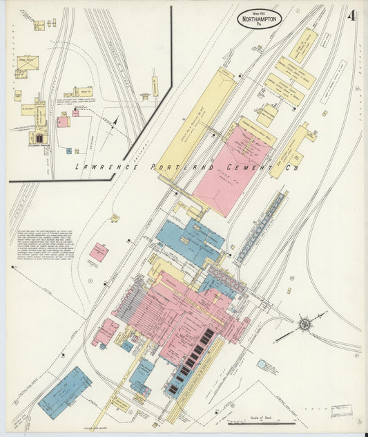 Sanborn Fire Insurance Map from Northampton, Northampton County, Pennsylvania (1911), Sheet #0004 - Historic Sanborn Fire Insurance Map Print, vintage old map wall art, antique decor, genealogy gift, Pennsylvania Pennsylvania map