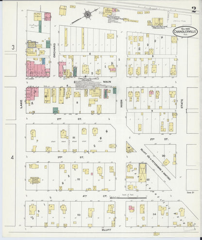 Sanborn Fire Insurance Map from Chandlerville, Cass County, Illinois (1909), Sheet #0002 - Historic Sanborn Fire Insurance Map Print, vintage old map wall art, antique decor, genealogy gift, Illinois Illinois map