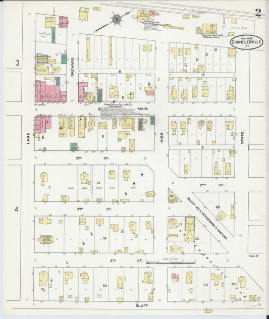Sanborn Fire Insurance Map from Chandlerville, Cass County, Illinois (1909), Sheet #0002 - Historic Sanborn Fire Insurance Map Print, vintage old map wall art, antique decor, genealogy gift, Illinois Illinois map