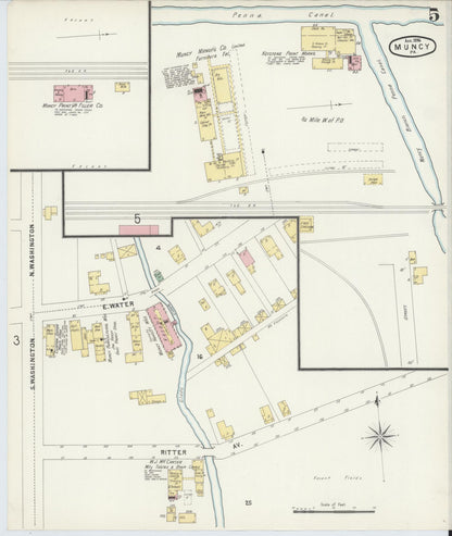 Sanborn Fire Insurance Map from Muncy, Lycoming County, Pennsylvania (1896), Sheet #0005 - Complete Map Set gallery image, historic Sanborn map, vintage wall art, Pennsylvania Pennsylvania