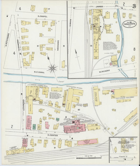 Sanborn Fire Insurance Map from Canastota, Madison County, New York (1906), Sheet #0003 - Historic Sanborn Fire Insurance Map Print, vintage old map wall art, antique decor, genealogy gift, New York New York map