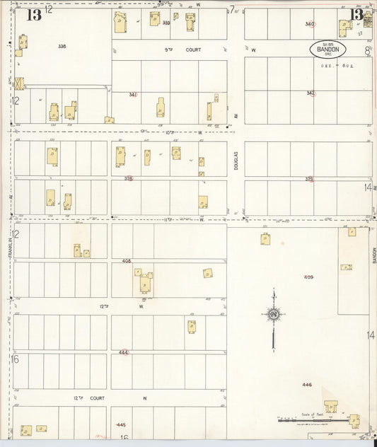 Sanborn Fire Insurance Map from Bandon, Coos County, Oregon (1931), Sheet #0013 - Historic Sanborn Fire Insurance Map Print, vintage old map wall art, antique decor, genealogy gift, Oregon Oregon map