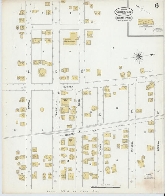 Sanborn Fire Insurance Map from Old Orchard, York County, Maine (1899), Sheet #0006 - Historic Sanborn Fire Insurance Map Print, vintage old map wall art, antique decor, genealogy gift, Maine Maine map