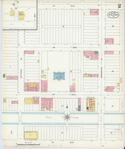Sanborn Fire Insurance Map from Pulaski, Pulaski County, Virginia (1903), Sheet #0002 - Complete Map Set gallery image, historic Sanborn map, vintage wall art, Virginia Virginia
