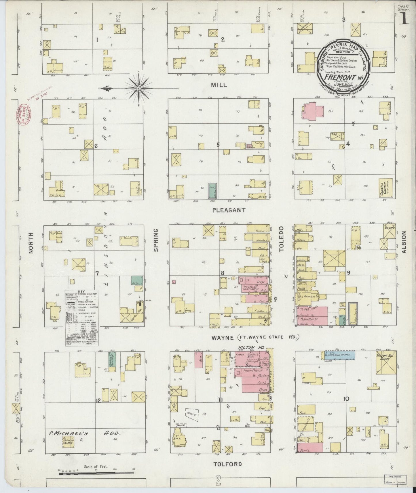 Sanborn Fire Insurance Map from Fremont, Steuben County, Indiana (1895), Sheet #0001 - Complete Map Set gallery image, historic Sanborn map, vintage wall art, Indiana Indiana