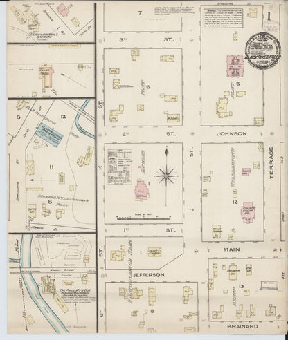 Sanborn Fire Insurance Map from Black River Falls, Jackson County, Wisconsin (1884), Sheet #0001 - Complete Map Set gallery image, historic Sanborn map, vintage wall art, Wisconsin Wisconsin