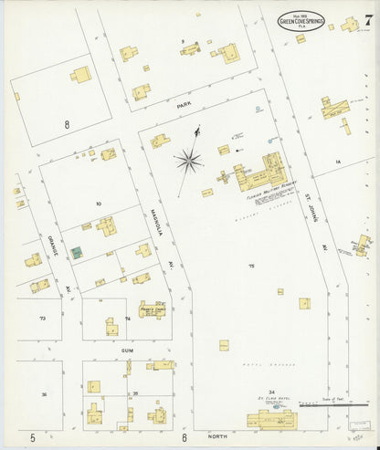 Sanborn Fire Insurance Map from Green Cove Springs, Clay County, Florida (1909), Sheet #0007 - Complete Map Set gallery image, historic Sanborn map, vintage wall art, Florida Florida