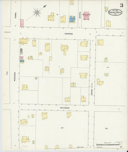 Sanborn Fire Insurance Map from Social Circle, Walton County, Georgia (1909), Sheet #0003 - Complete Map Set gallery image, historic Sanborn map, vintage wall art, Georgia Georgia