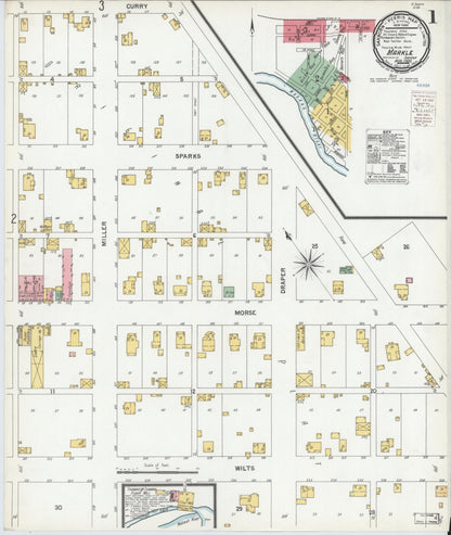 Sanborn Fire Insurance Map from Markle, Huntington County, Indiana (1900), Sheet #0001 - Historic Sanborn Fire Insurance Map Print, vintage old map wall art, antique decor, genealogy gift, Indiana Indiana map