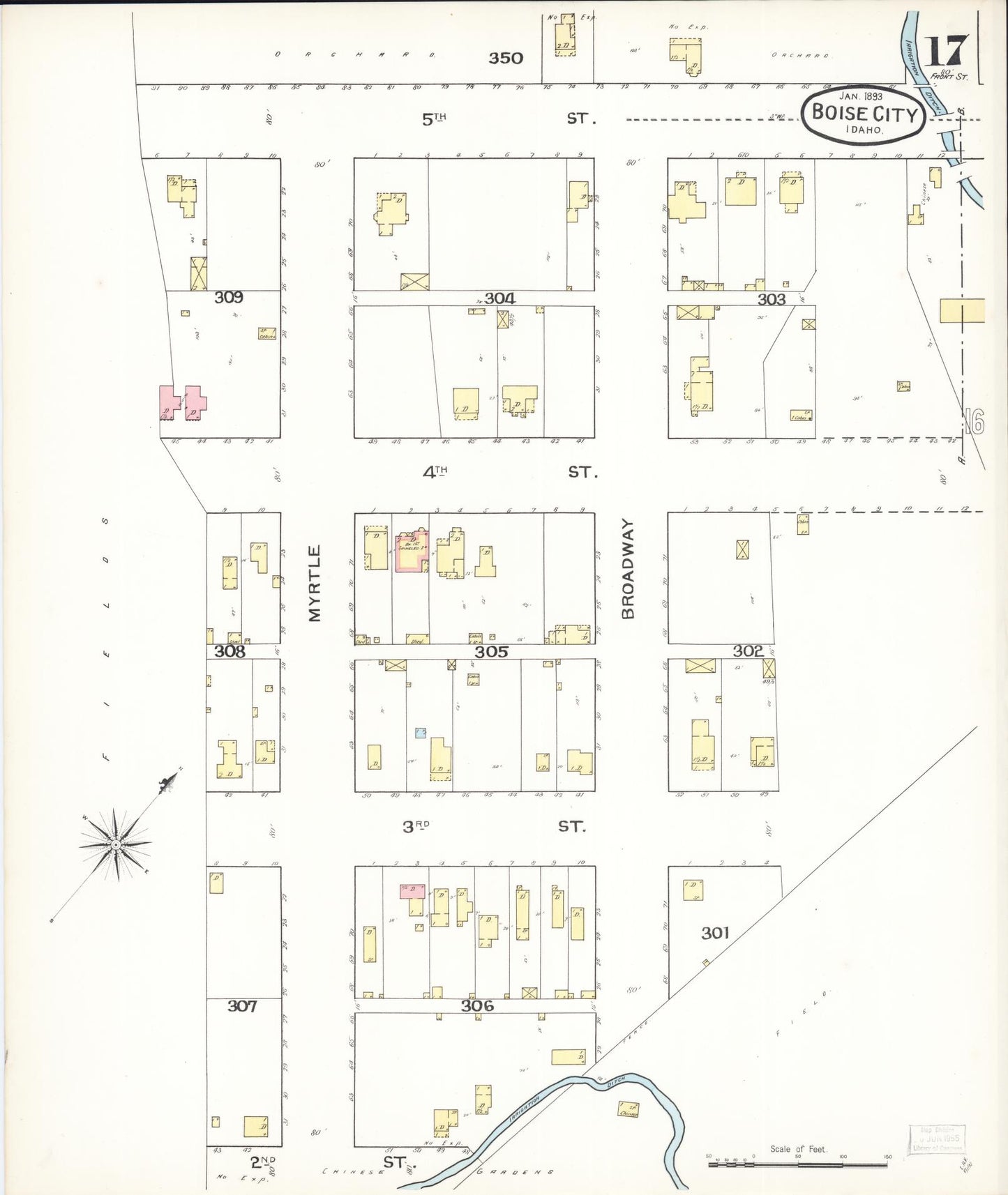 Sanborn Fire Insurance Map from Boise, Ada County, Idaho (1893), Sheet #0017 - Complete Map Set gallery image, historic Sanborn map, vintage wall art, Idaho Idaho