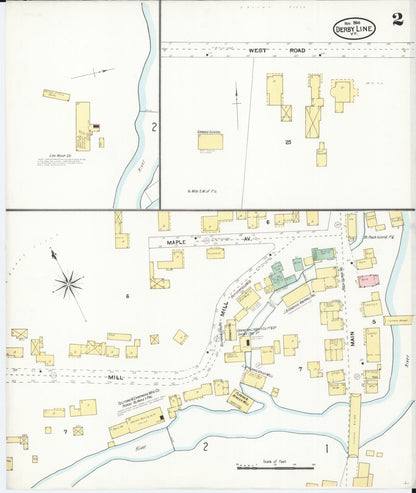 Sanborn Fire Insurance Map from Derby Line, Orleans County, Vermont (1904), Sheet #0002 - Complete Map Set gallery image, historic Sanborn map, vintage wall art, Vermont Vermont