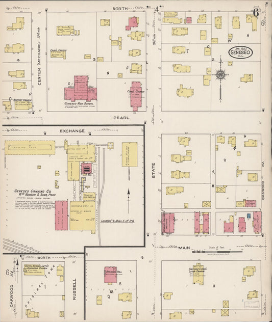 Sanborn Fire Insurance Map from Geneseo, Henry County, Illinois (1922), Sheet #0006 - Historic Sanborn Fire Insurance Map Print, vintage old map wall art, antique decor, genealogy gift, Illinois Illinois map