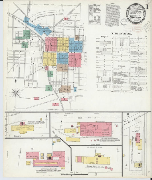 Sanborn Fire Insurance Map from Ravenna, Portage County, Ohio (1898), Sheet #0001 - Historic Sanborn Fire Insurance Map Print, vintage old map wall art, antique decor, genealogy gift, Ohio Ohio map