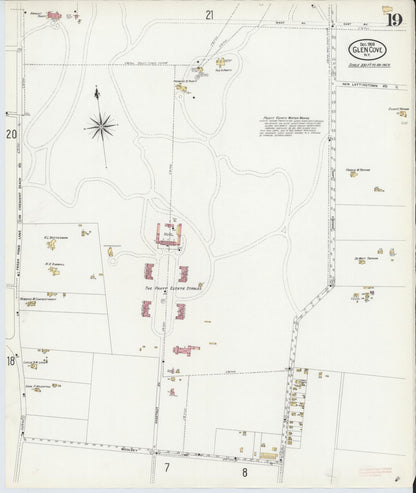 Sanborn Fire Insurance Map from Glen Cove, Nassau County, New York (1908), Sheet #0019 - Historic Sanborn Fire Insurance Map Print, vintage old map wall art, antique decor, genealogy gift, New York New York map