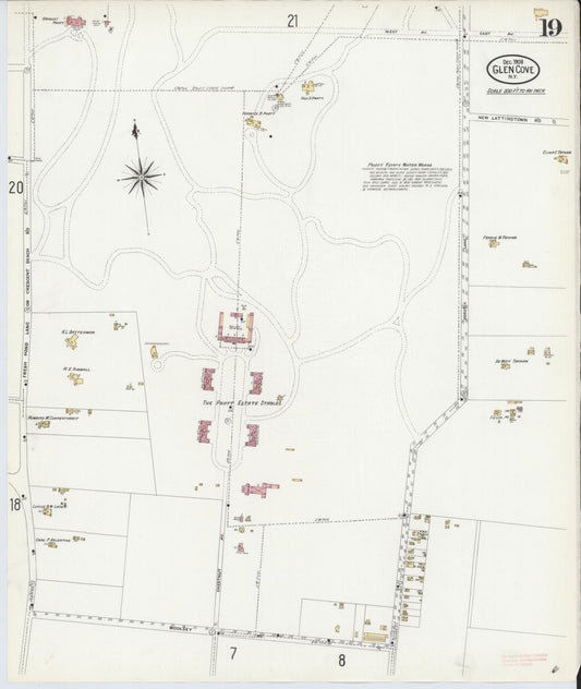 Sanborn Fire Insurance Map from Glen Cove, Nassau County, New York (1908), Sheet #0019 - Historic Sanborn Fire Insurance Map Print, vintage old map wall art, antique decor, genealogy gift, New York New York map