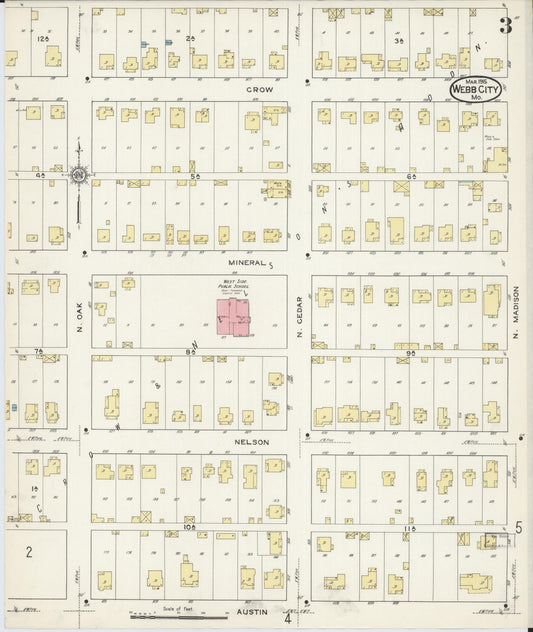 Sanborn Fire Insurance Map from Webb City, Jasper County, Missouri (1915), Sheet #0003 - Historic Sanborn Fire Insurance Map Print, vintage old map wall art, antique decor, genealogy gift, Missouri Missouri map
