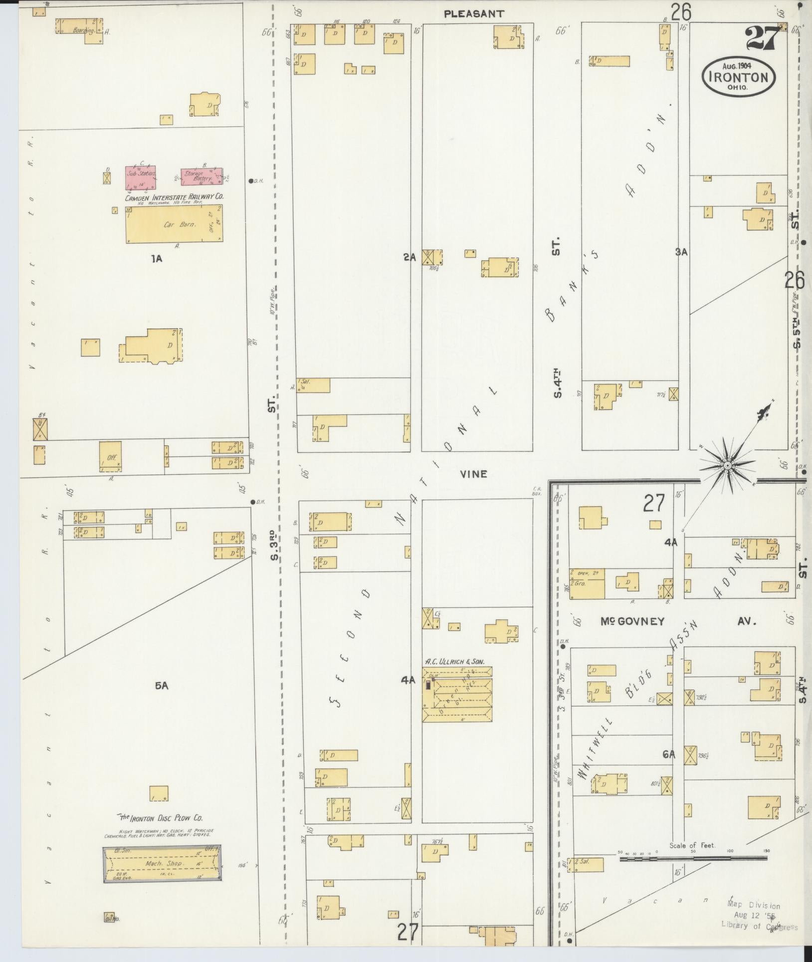 Sanborn Fire Insurance Map from Ironton, Lawrence County, Ohio (1904), Sheet #0027 - Historic Sanborn Fire Insurance Map Print, vintage old map wall art, antique decor, genealogy gift, Ohio Ohio map