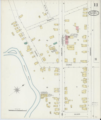 Sanborn Fire Insurance Map from Rahway, Union County, New Jersey (1896), Sheet #0011 - Historic Sanborn Fire Insurance Map Print, vintage old map wall art, antique decor, genealogy gift, New Jersey New Jersey map
