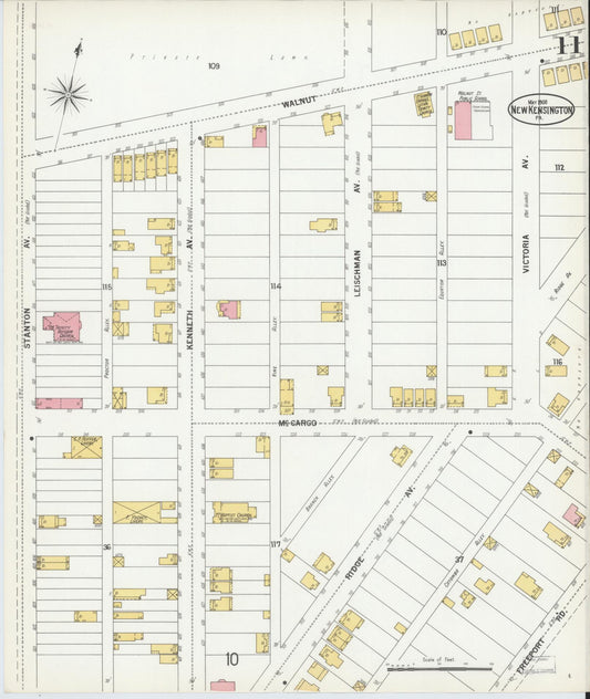 Sanborn Fire Insurance Map from New Kensington, Westmoreland County, Pennsylvania (1900), Sheet #0011 - Historic Sanborn Fire Insurance Map Print, vintage old map wall art, antique decor, genealogy gift, Pennsylvania Pennsylvania map