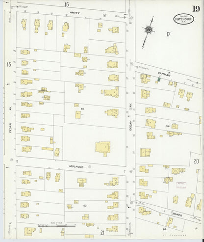 Sanborn Fire Insurance Map from Patchogue, Suffolk County, New York (1910), Sheet #0019 - Complete Map Set gallery image, historic Sanborn map, vintage wall art, New York New York
