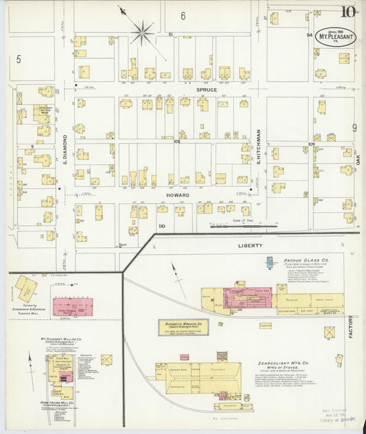 Sanborn Fire Insurance Map from Mount Pleasant, Westmoreland County, Pennsylvania (1908), Sheet #0010 - Historic Sanborn Fire Insurance Map Print, vintage old map wall art, antique decor, genealogy gift, Pennsylvania Pennsylvania map