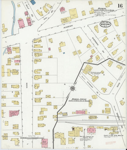 Sanborn Fire Insurance Map from Warsaw, Wyoming County, New York (1919), Sheet #0016 - Complete Map Set gallery image, historic Sanborn map, vintage wall art, Warsaw Wyoming