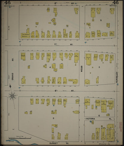 Sanborn Fire Insurance Map from New Jersey Coast, New Jersey Coast, New Jersey (1890), Sheet #0046 - Historic Sanborn Fire Insurance Map Print, vintage old map wall art, antique decor, genealogy gift, New Jersey Coast New Jersey map