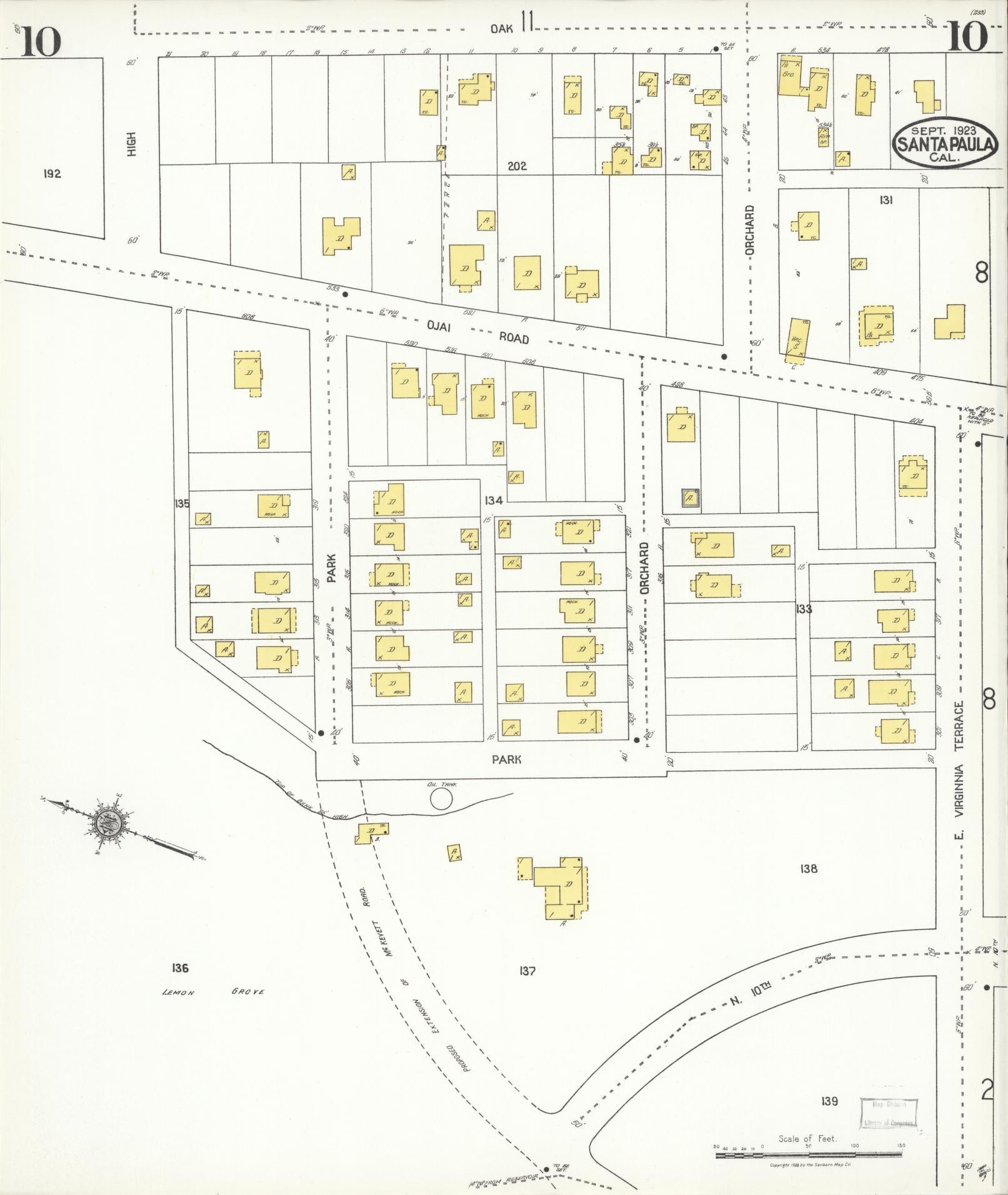 Sanborn Fire Insurance Map from Santa Paula, Ventura County, California (1923), Sheet #0010 - Complete Map Set gallery image, historic Sanborn map, vintage wall art, California California