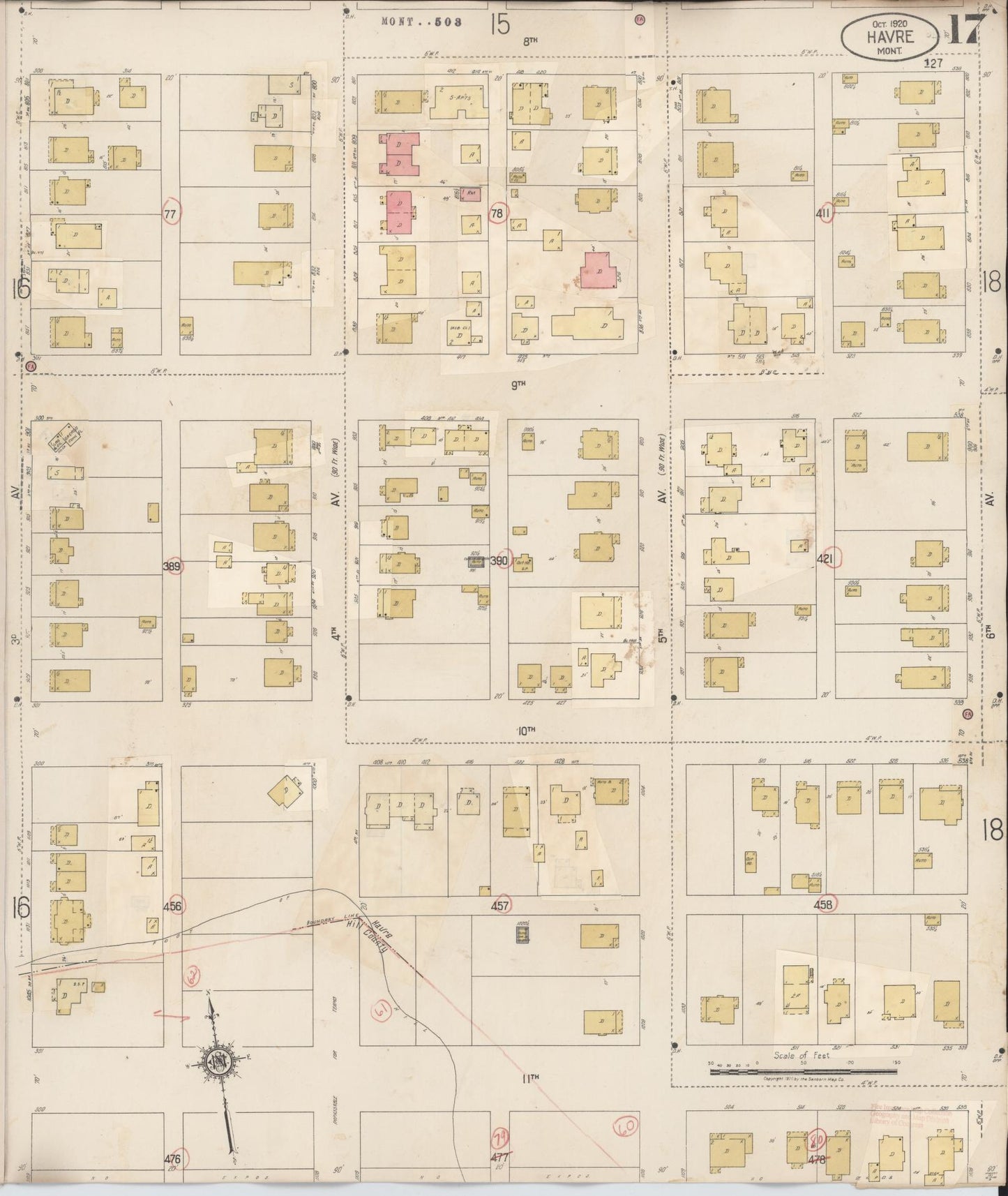 Sanborn Fire Insurance Map from Havre, Hill County, Montana (1943), Sheet #0017 - Complete Map Set gallery image, historic Sanborn map, vintage wall art, Montana Montana