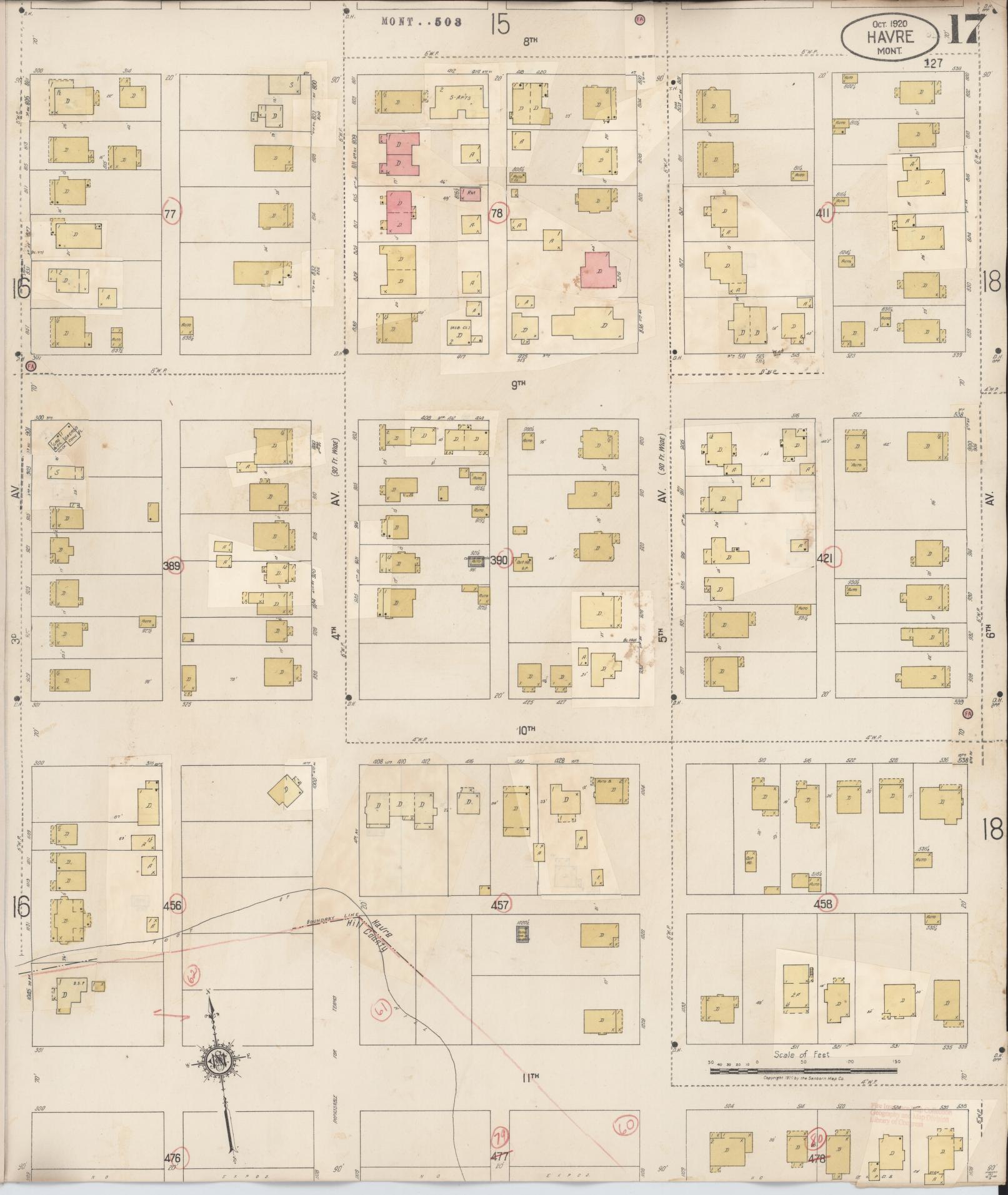 Sanborn Fire Insurance Map from Havre, Hill County, Montana (1943), Sheet #0017 - Complete Map Set gallery image, historic Sanborn map, vintage wall art, Montana Montana