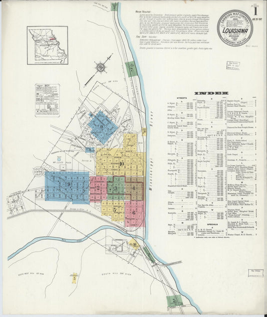 Sanborn Fire Insurance Map from Louisiana, Pike County, Missouri. (1917) – Historic Sanborn Fire Insurance Map Print