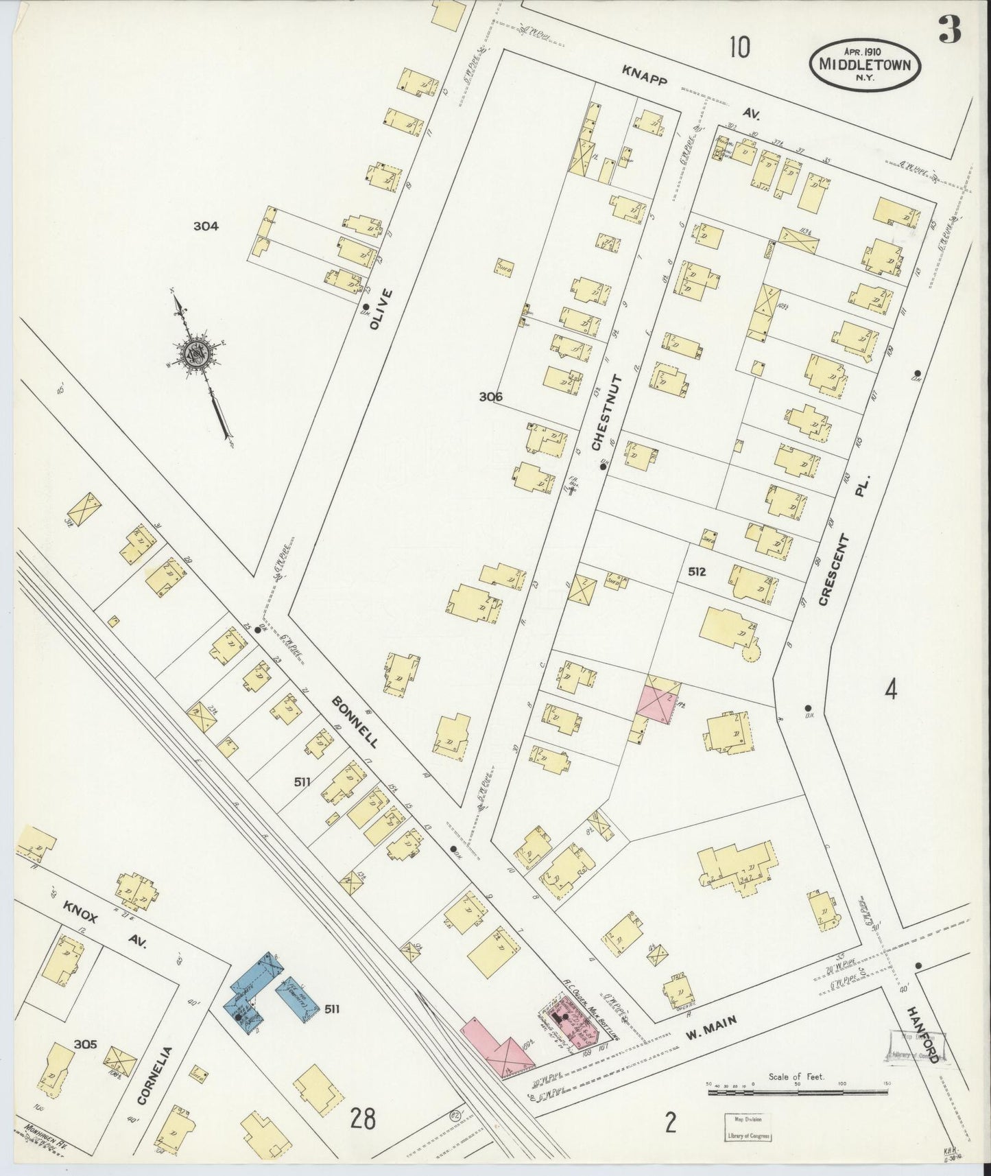 Sanborn Fire Insurance Map from Middletown, Orange County, New York (1910), Sheet #0003 - Complete Map Set gallery image, historic Sanborn map, vintage wall art, New York New York