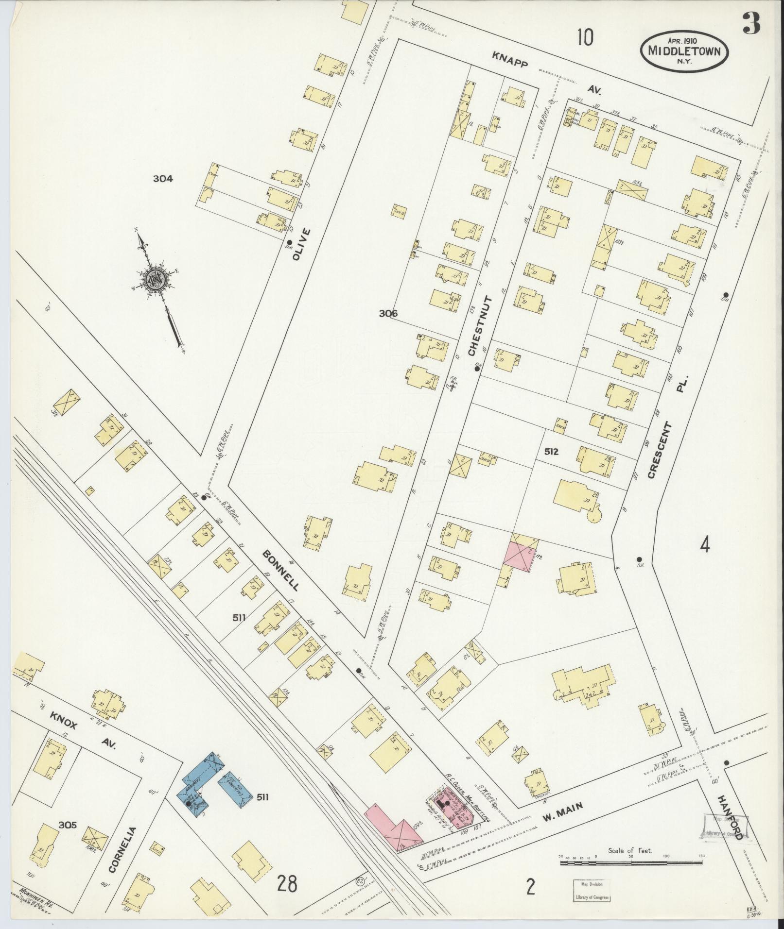 Sanborn Fire Insurance Map from Middletown, Orange County, New York (1910), Sheet #0003 - Complete Map Set gallery image, historic Sanborn map, vintage wall art, New York New York