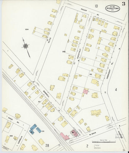 Sanborn Fire Insurance Map from Middletown, Orange County, New York (1910), Sheet #0003 - Complete Map Set gallery image, historic Sanborn map, vintage wall art, New York New York