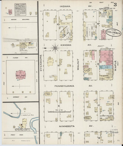 Sanborn Fire Insurance Map from Columbus, Cherokee County, Kansas (1885), Sheet #0003 - Complete Map Set gallery image, historic Sanborn map, vintage wall art, Kansas Kansas