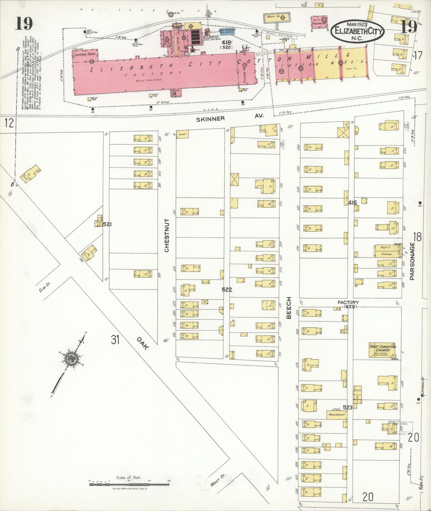 Sanborn Fire Insurance Map from Elizabeth City, Pasquotank County, North Carolina (1923), Sheet #0019 - Complete Map Set gallery image, historic Sanborn map, vintage wall art, North Carolina North Carolina