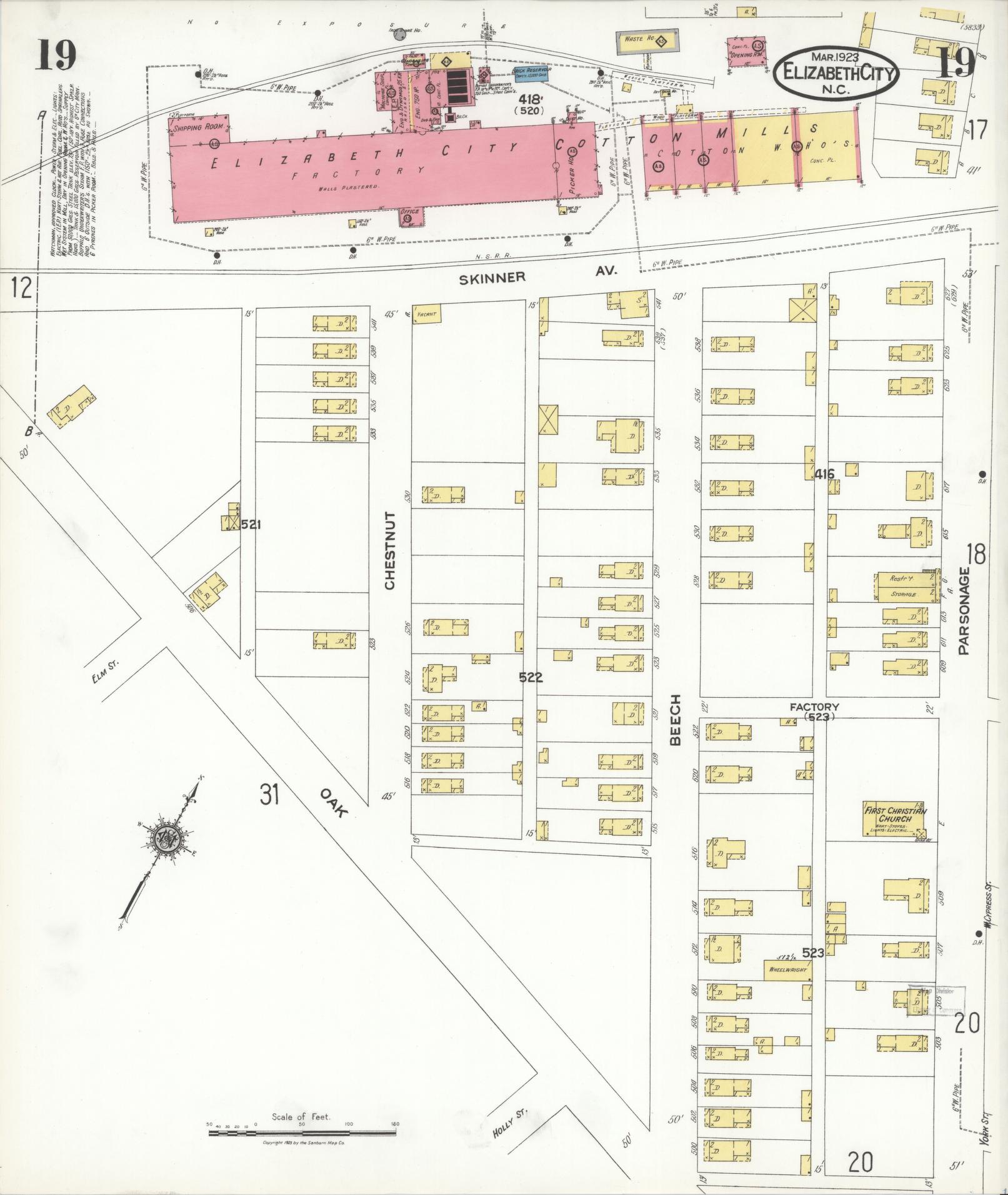 Sanborn Fire Insurance Map from Elizabeth City, Pasquotank County, North Carolina (1923), Sheet #0019 - Complete Map Set gallery image, historic Sanborn map, vintage wall art, North Carolina North Carolina