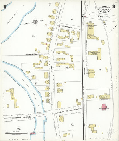 Sanborn Fire Insurance Map from Suncook, Merrimack County, New Hampshire (1923), Sheet #0008 - Complete Map Set gallery image, historic Sanborn map, vintage wall art, New Hampshire New Hampshire