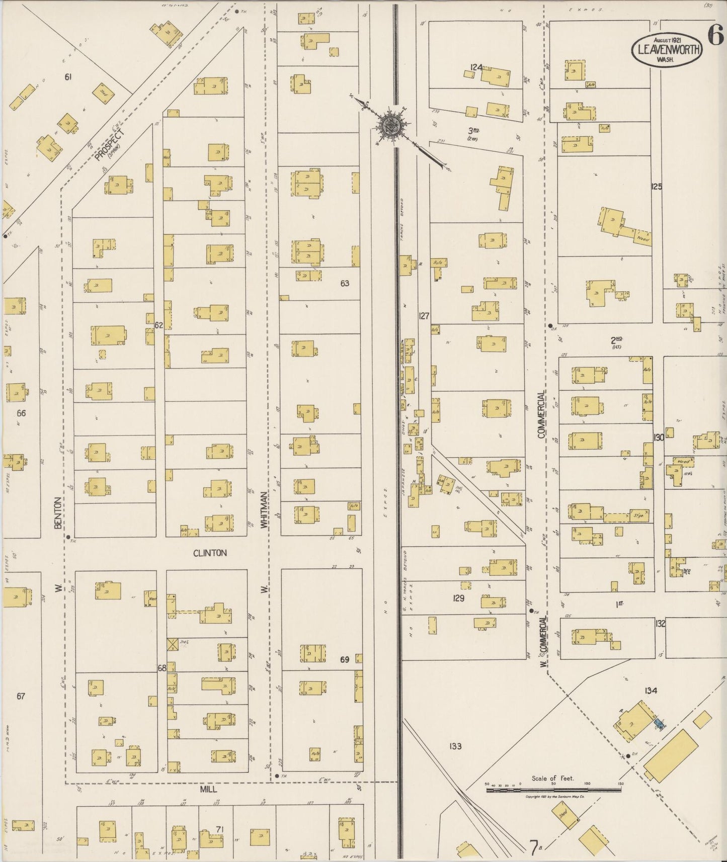 Sanborn Fire Insurance Map from Leavenworth, Chelan County, Washington (1921), Sheet #0006 - Complete Map Set gallery image, historic Sanborn map, vintage wall art, Washington Washington
