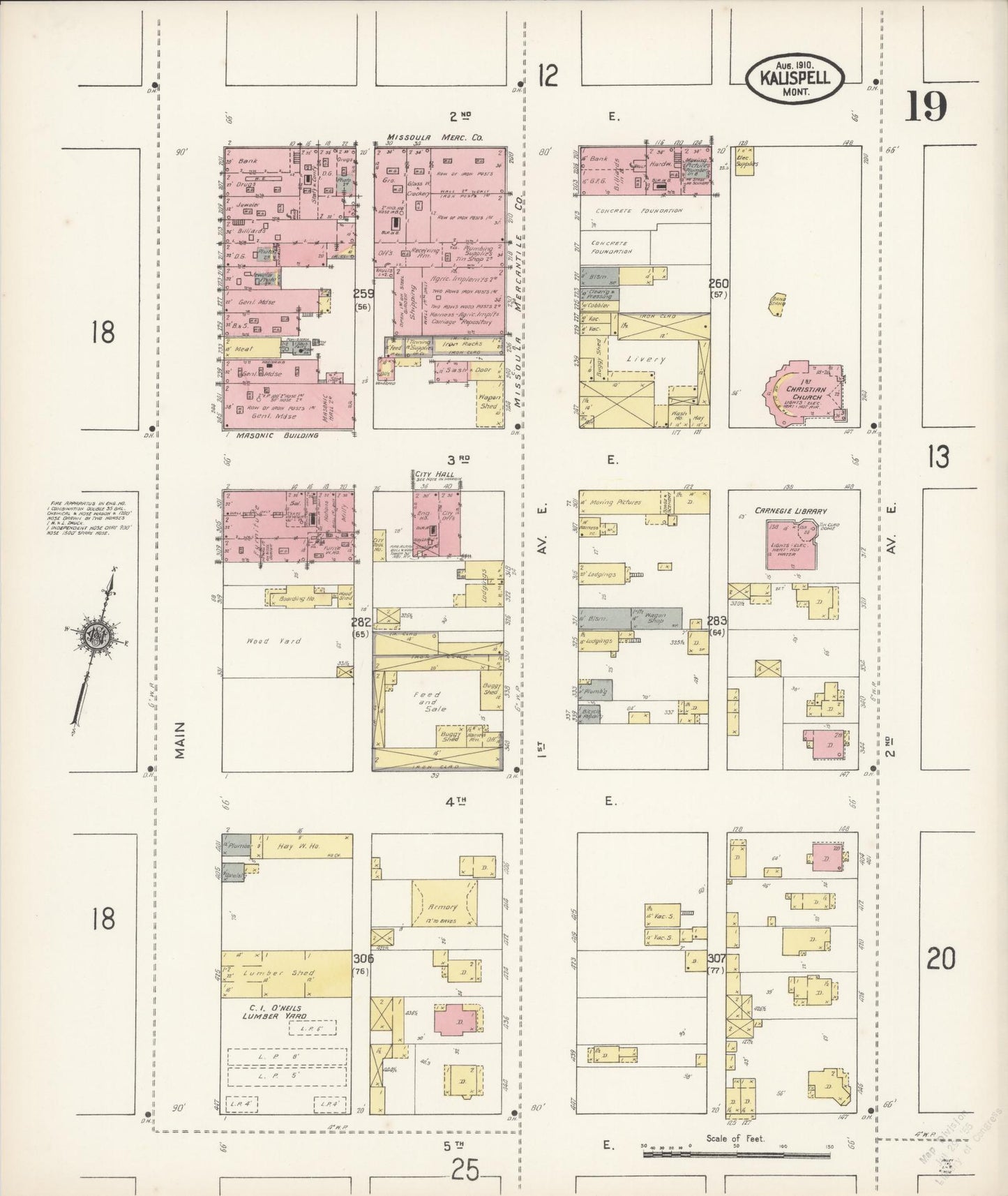 Sanborn Fire Insurance Map from Kalispell, Flathead County, Montana (1910), Sheet #0019 - Historic Sanborn Fire Insurance Map Print, vintage old map wall art, antique decor, genealogy gift, Montana Montana map