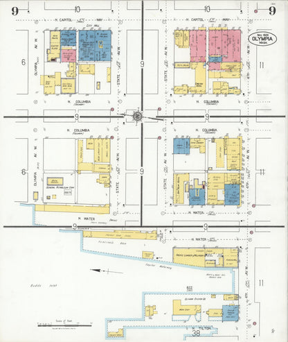 Sanborn Fire Insurance Map from Olympia, Thurston County, Washington (1924), Sheet #0009 - Complete Map Set gallery image, historic Sanborn map, vintage wall art, Washington Washington
