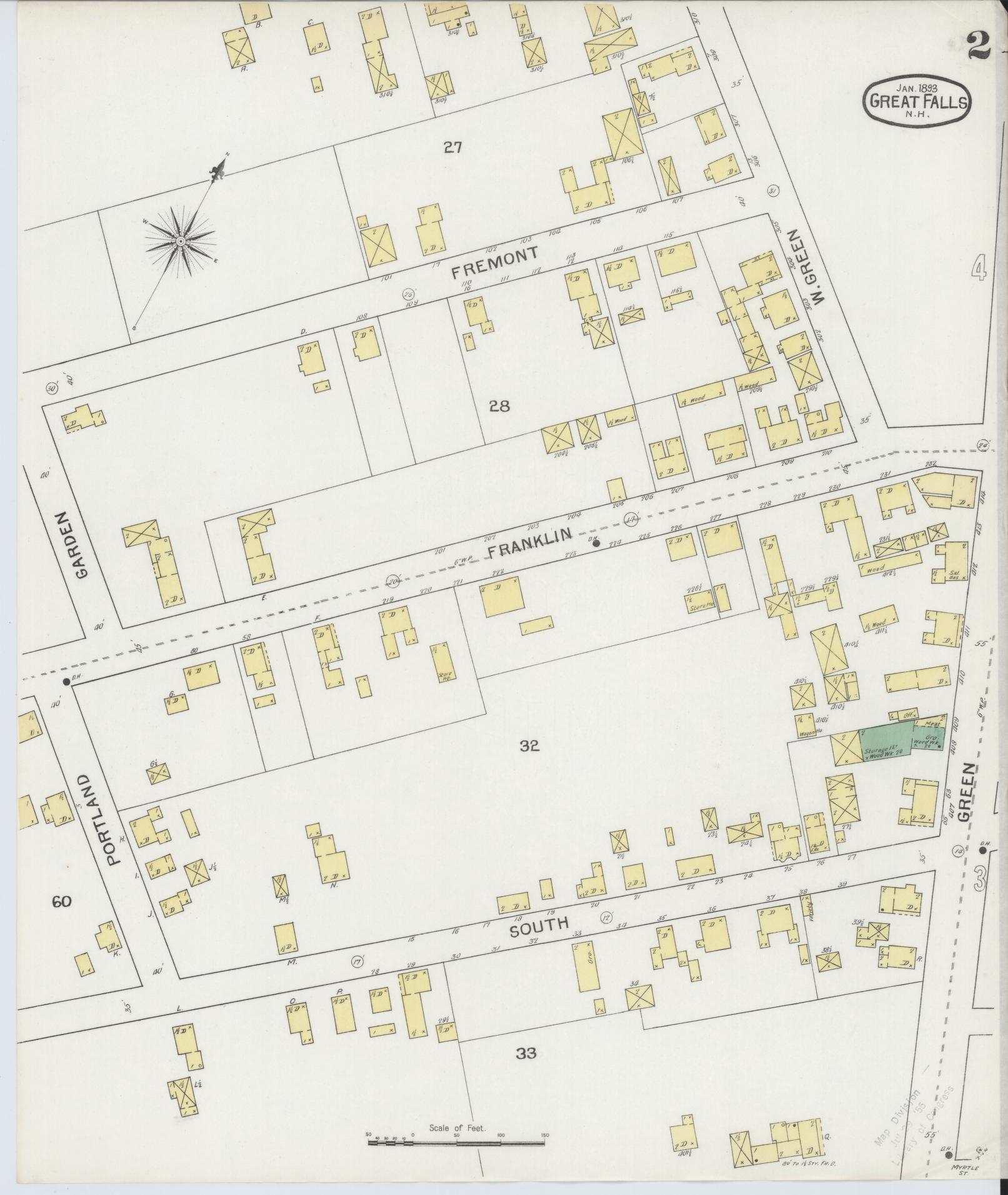 Sanborn Fire Insurance Map from Great Falls, Strafford County, New Hampshire (1893), Sheet #0002 - Complete Map Set gallery image, historic Sanborn map, vintage wall art, New Hampshire New Hampshire