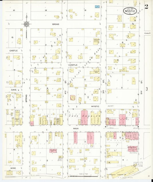 Sanborn Fire Insurance Map from Mystic, Appanoose County, Iowa (1913), Sheet #0002 - Historic Sanborn Fire Insurance Map Print, vintage old map wall art