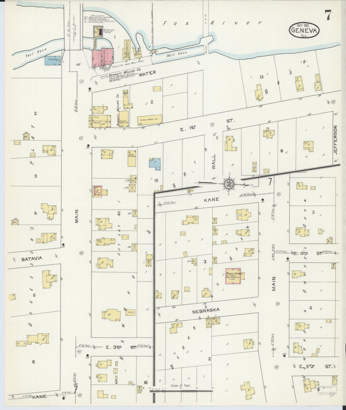 Sanborn Fire Insurance Map from Geneva, Kane County, Illinois (1912), Sheet #0007 - Complete Map Set gallery image, historic Sanborn map, vintage wall art, Illinois Illinois