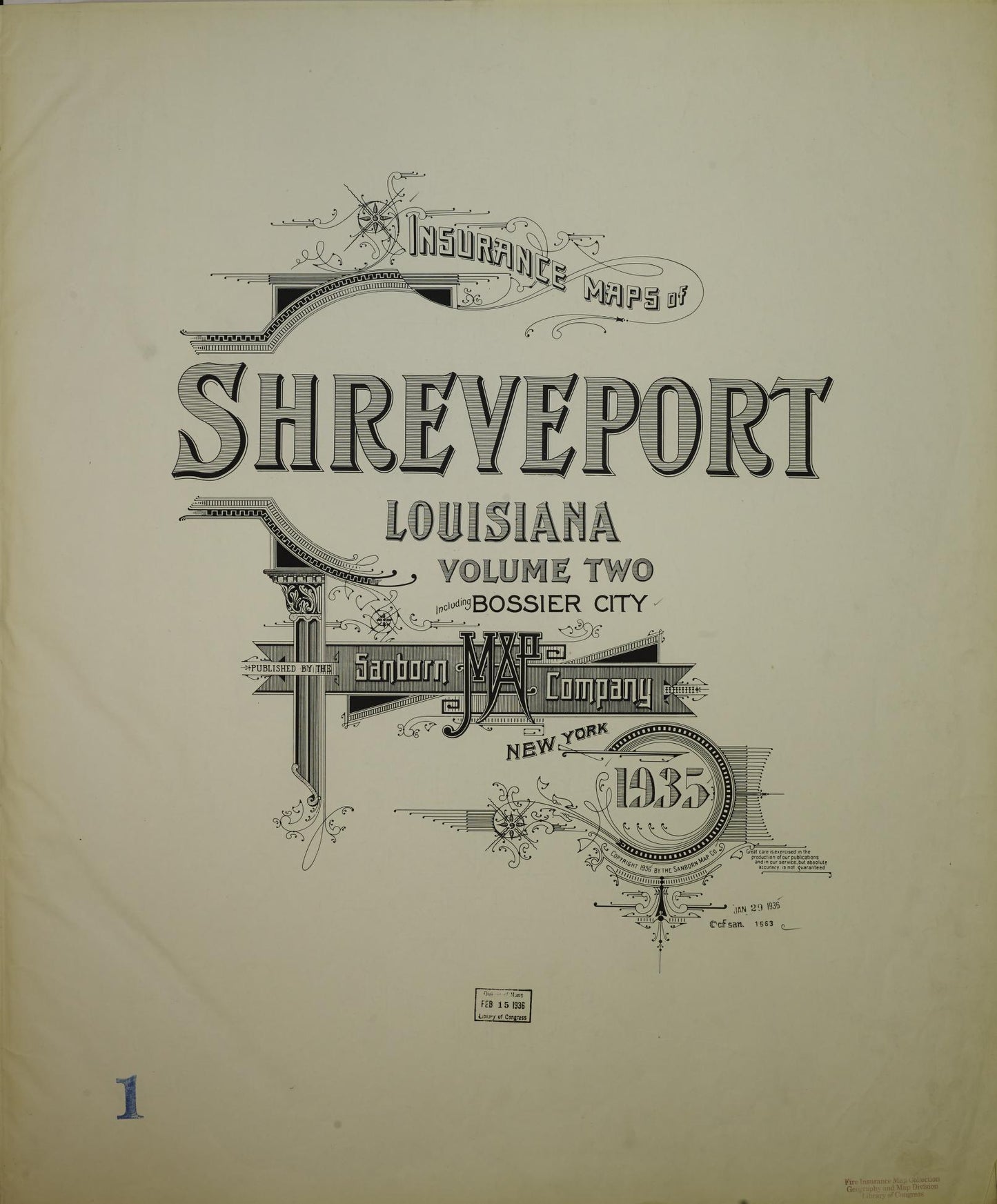 Sanborn Fire Insurance Map from Shreveport, Caddo Parish, Louisiana (1935), Sheet #0001 - Historic Sanborn Fire Insurance Map Print, vintage old map wall art, antique decor, genealogy gift, Louisiana Louisiana map