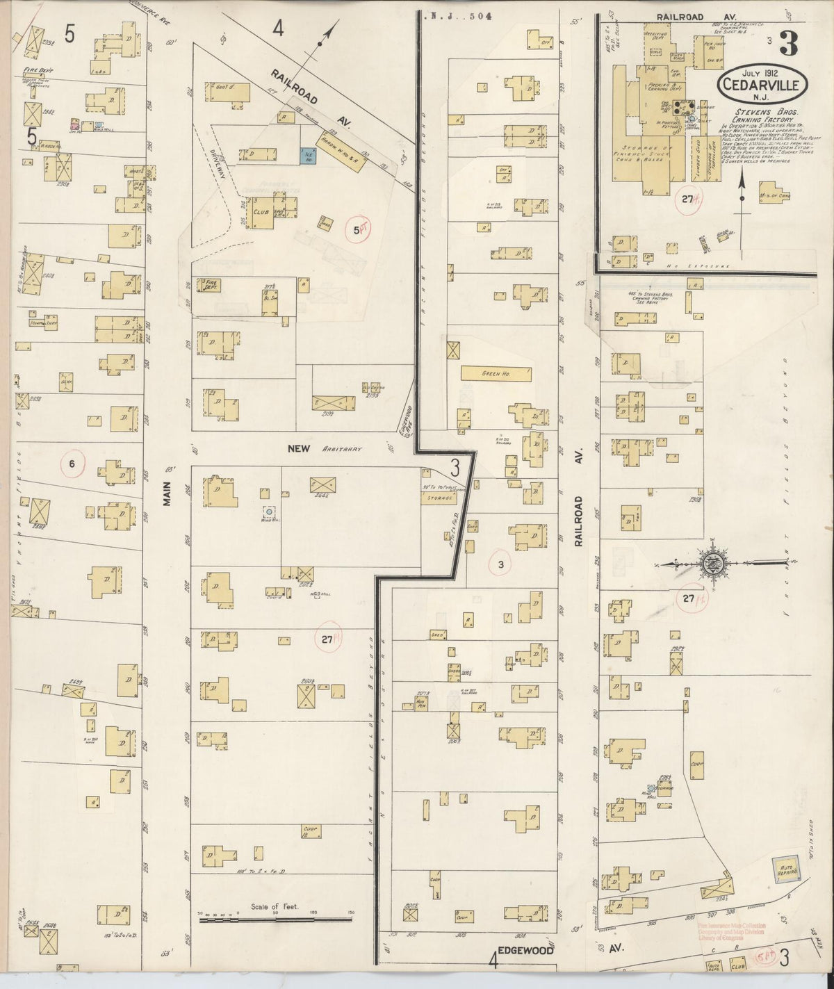 Sanborn Fire Insurance Map from Cedarville, Cumberland County, New Jersey (1928), Sheet #0003 - Complete Map Set gallery image, historic Sanborn map, vintage wall art, New Jersey New Jersey