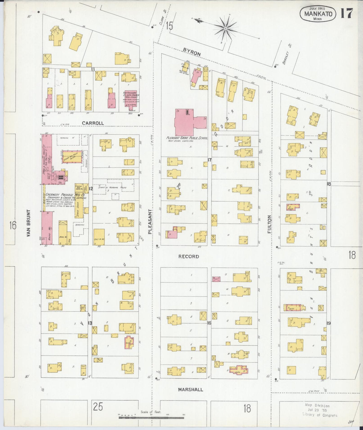 Sanborn Fire Insurance Map from Mankato, Blue Earth County, Minnesota (1900), Sheet #0017 - Historic Sanborn Fire Insurance Map Print, vintage old map wall art, antique decor, genealogy gift, Minnesota Minnesota map