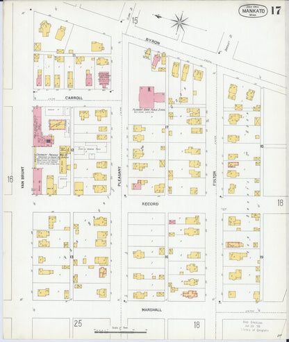 Sanborn Fire Insurance Map from Mankato, Blue Earth County, Minnesota (1900), Sheet #0017 - Historic Sanborn Fire Insurance Map Print, vintage old map wall art, antique decor, genealogy gift, Minnesota Minnesota map