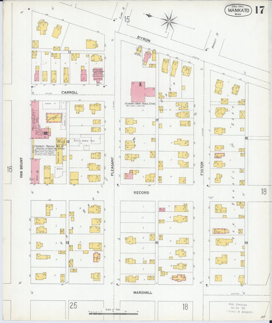 Sanborn Fire Insurance Map from Mankato, Blue Earth County, Minnesota (1900), Sheet #0017 - Historic Sanborn Fire Insurance Map Print, vintage old map wall art, antique decor, genealogy gift, Minnesota Minnesota map
