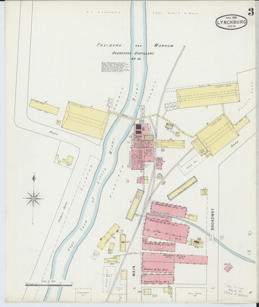 Sanborn Fire Insurance Map from Lynchburg, Highland County, Ohio (1895), Sheet #0003 - Historic Sanborn Fire Insurance Map Print, vintage old map wall art, antique decor, genealogy gift, Ohio Ohio map